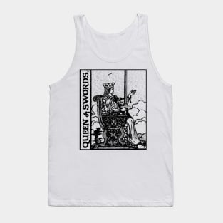 Queen of Swords Tarot Card Rider Waite Black and White Tank Top